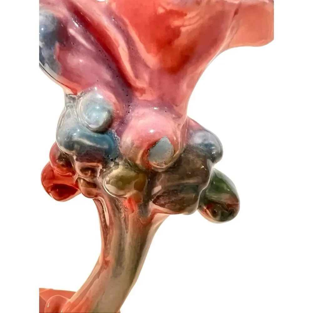 Vintage Royal Haeger Mauve Agate Twin Stalk Candle Holder Pink Blue Marble Glaze